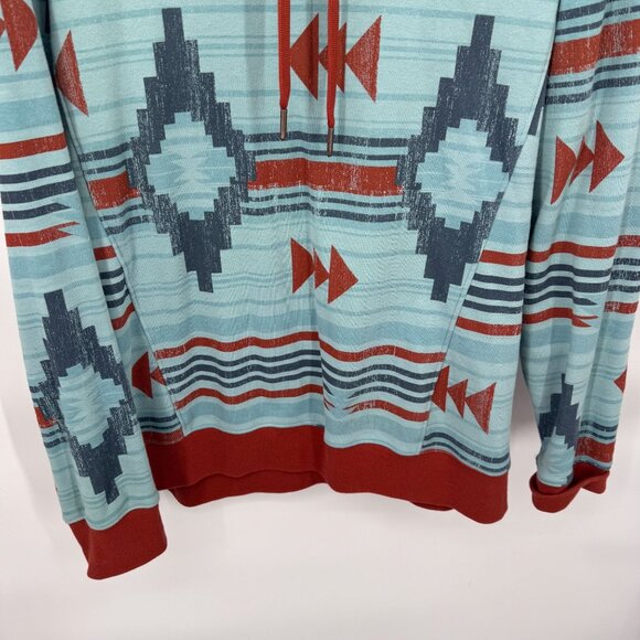 Cruel Pullover Sweatshirt Womens XXL Blue Orange Western Aztec Print Cotton Blen - Picture 3 of 9